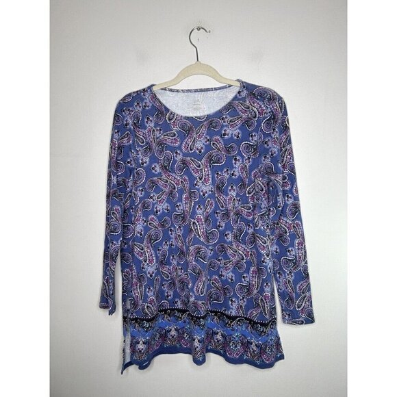 J. Jill Tops - J. Jill Top Tunic Purple Paisley Perfect Pima Long Sleeve Tunic Top Size Medium